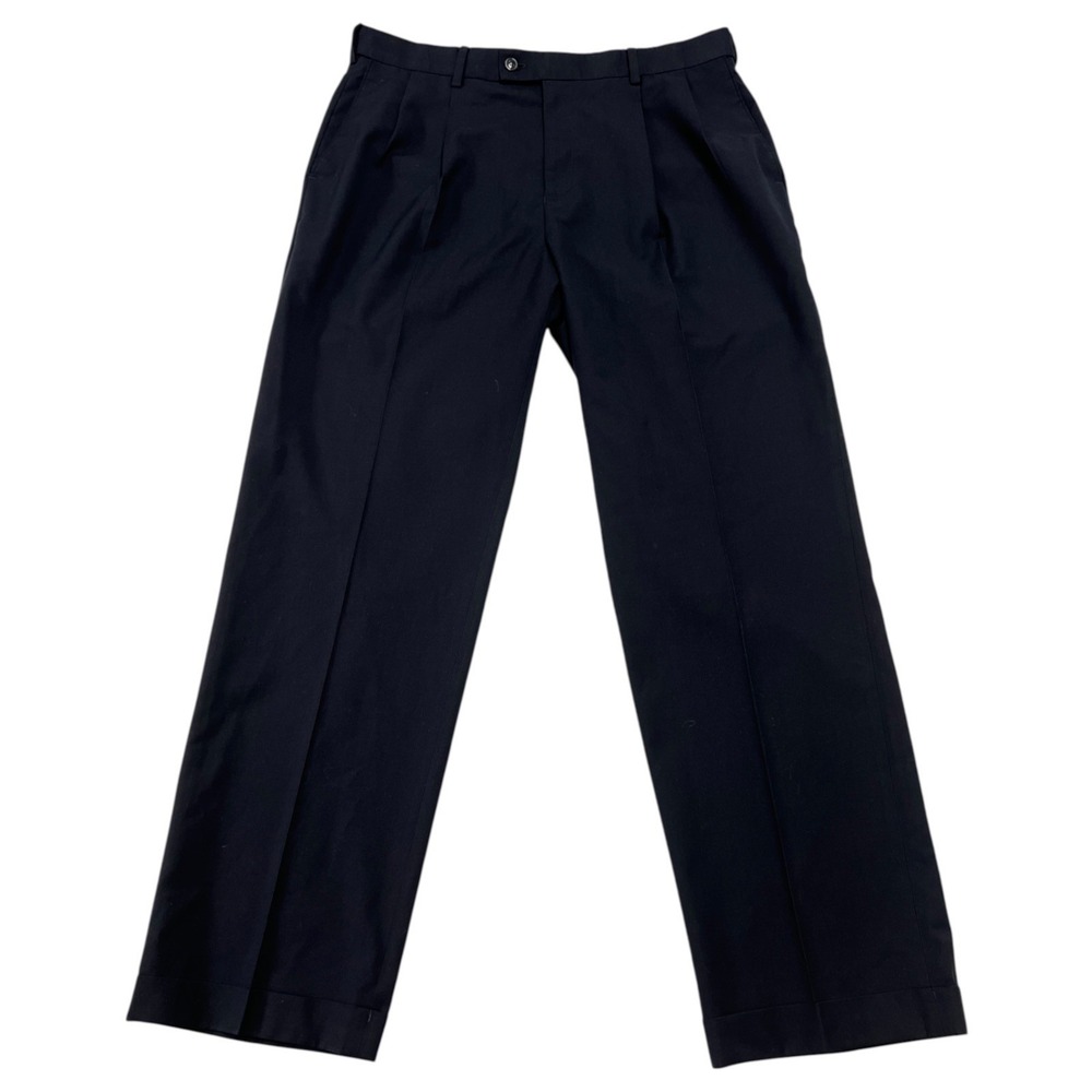 Louis Raphael Rosso Men's Pleated Dress Pants Size 36x32 Dark Navy Blue Trousers